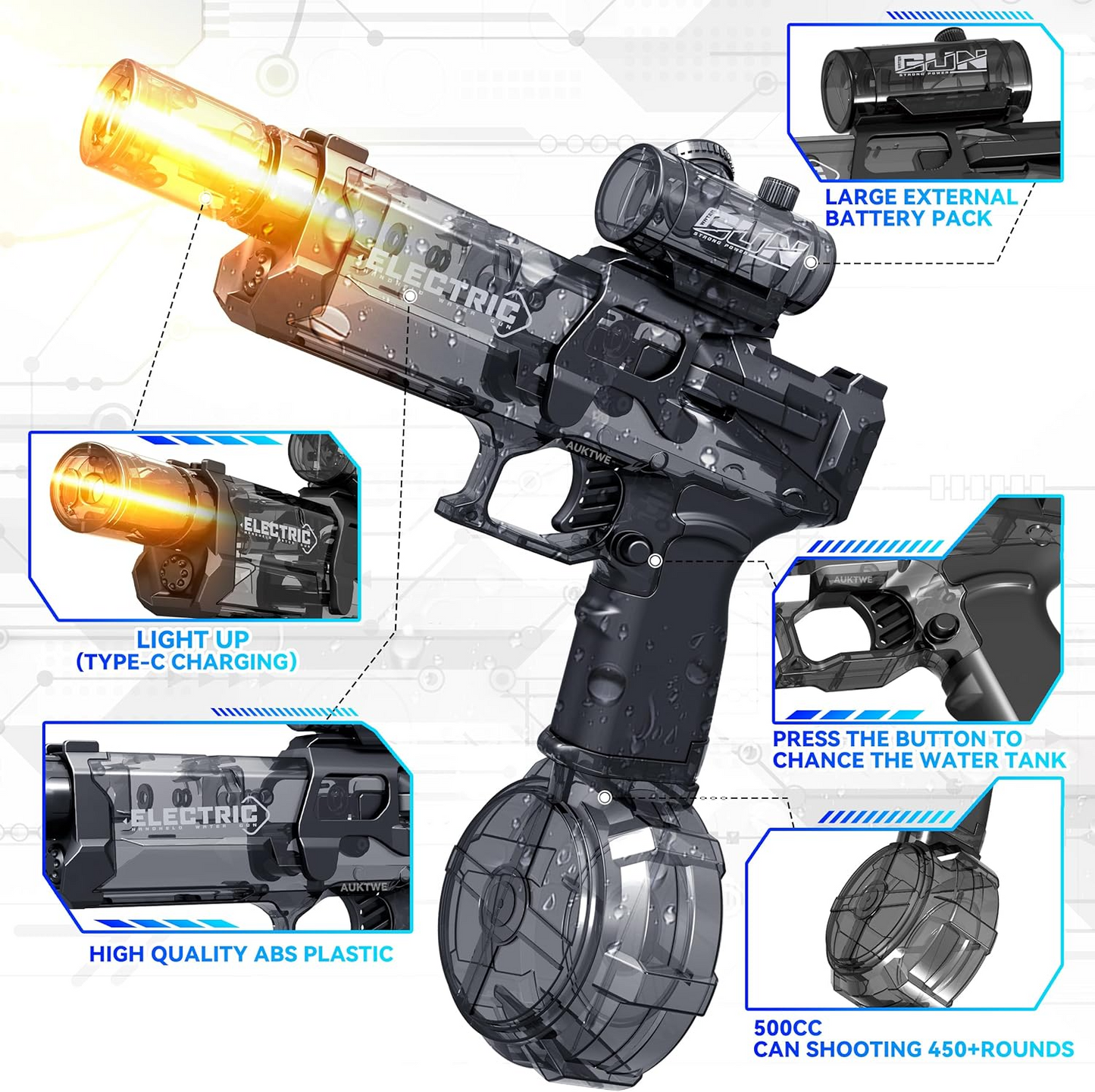 LED ELETRIC WATER GUN